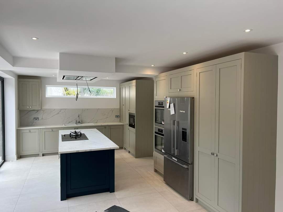 Completed hand painted bespoke kitchen after installation