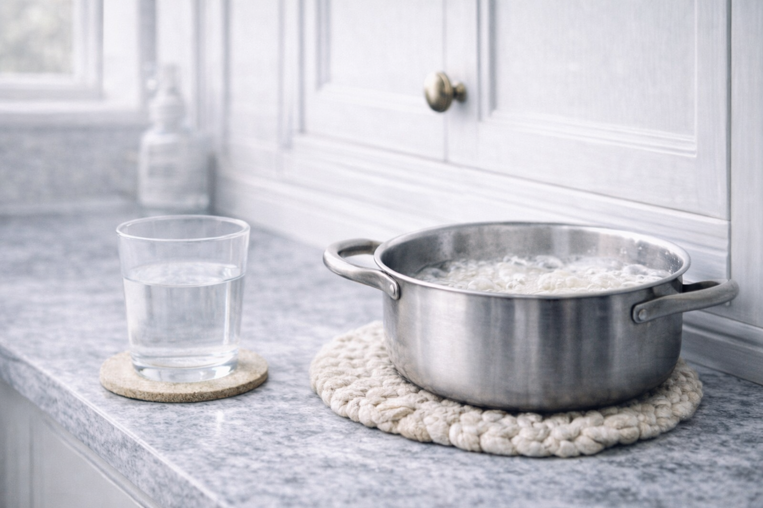Protected kitchen surfaces using coaster and trivet