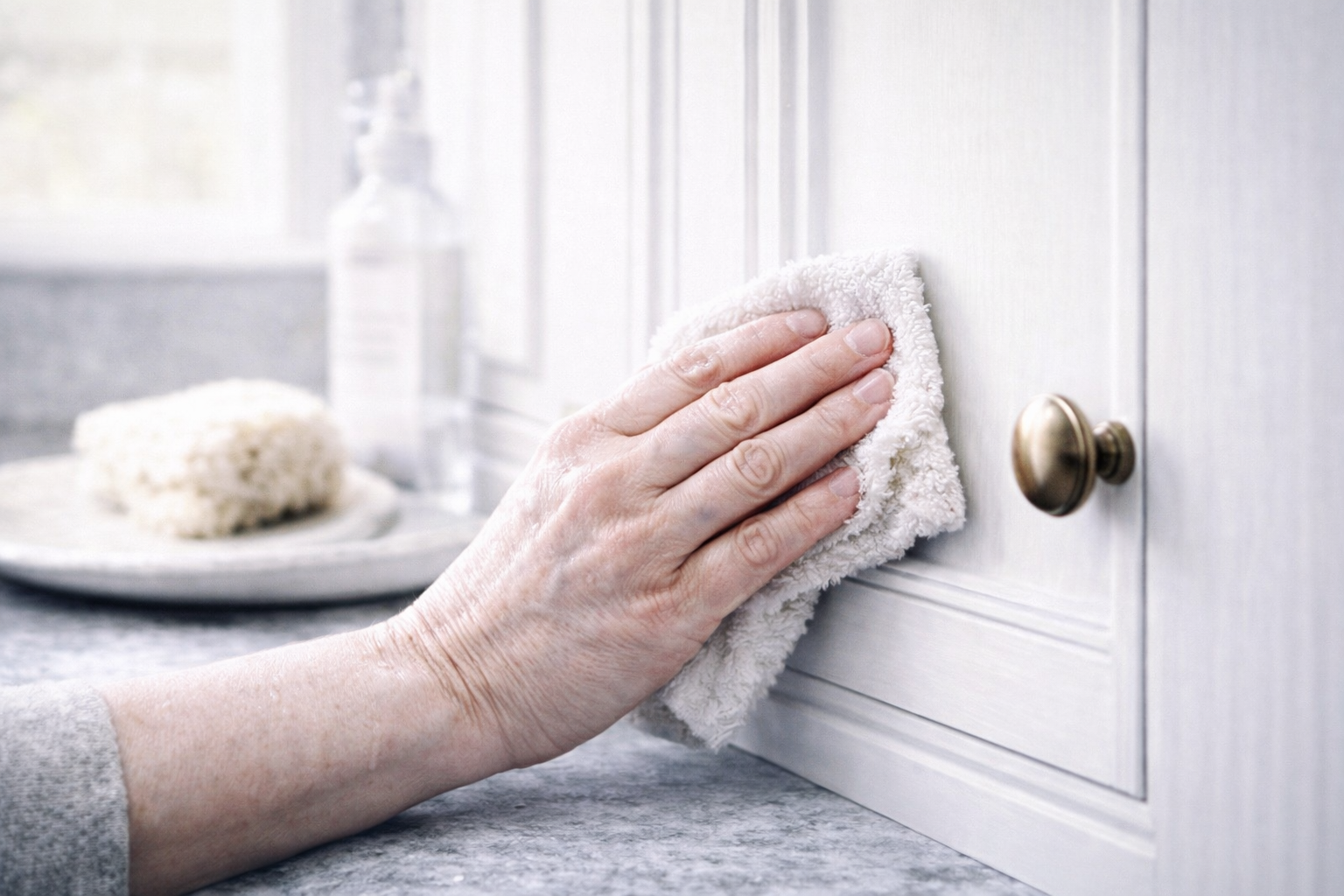 Gentle cleaning of hand-painted kitchen cabinets