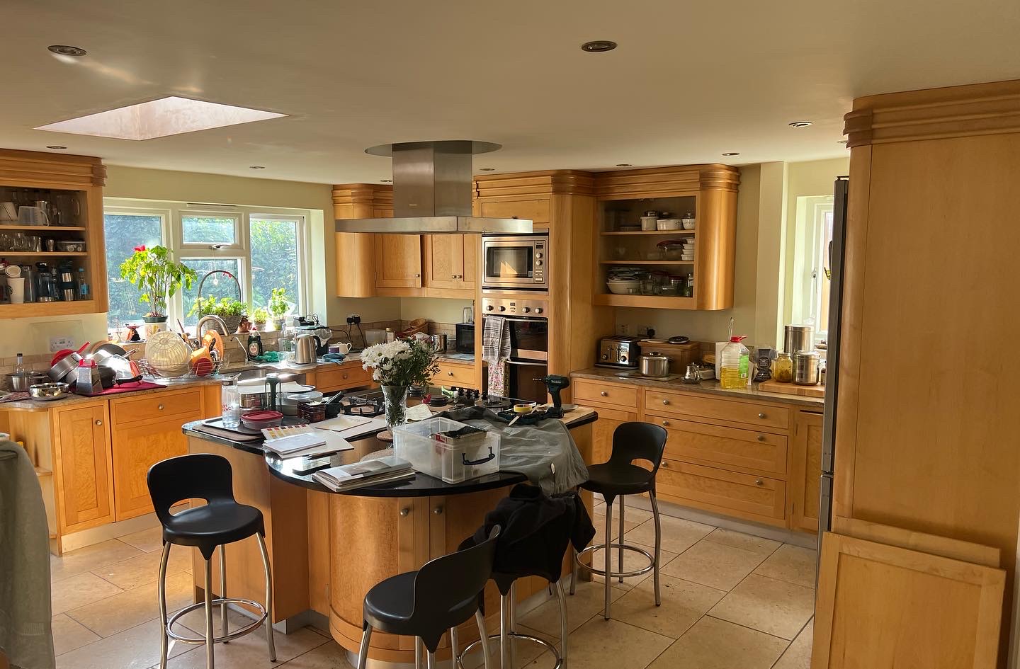 Kitchen before repainting and hand painted refurbishment