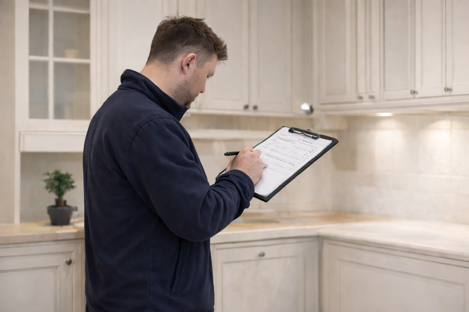 Initial assessment and planning of a hand-painted kitchen